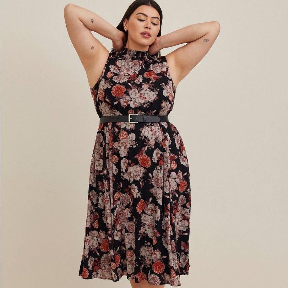 Midi Gauze Mock Neck Dress Torrid